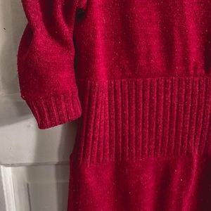 Red fitted sweater dress